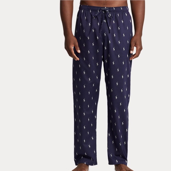 Polo Ralph Lauren Navy Pajama Pants with Pony Logo Pattern - Picture 1 of 10